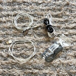 Bundle of 2 USB-A, and 3 Micro USB Cables, with a Type A to Type C Converter